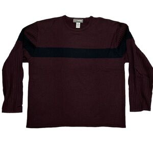 CRB Khakis Merino Wool Sweater Merlot/Navy Ribbed Long Sleeve Made in Japan. XL